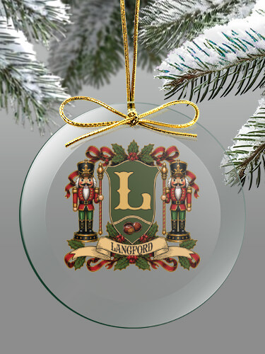 Nutcracker Coat Of Arms Clear 4 Inch Round Glass Ornament