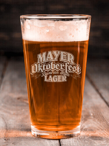 Oktoberfest Lager Clear Pint Glass - Engraved (single)