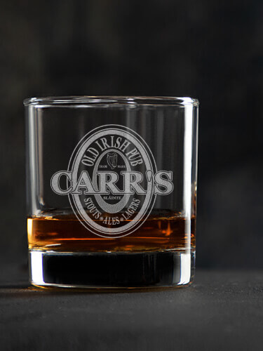 Old Irish Pub Clear Rocks Glass - Engraved (single)