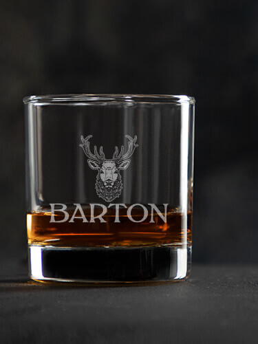 Old Stag Clear Rocks Glass - Engraved (single)