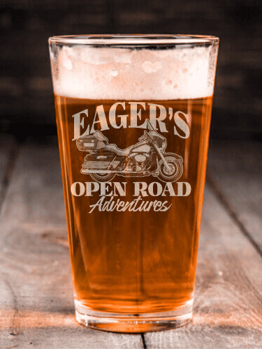 Open Road Clear Pint Glass - Engraved (single)