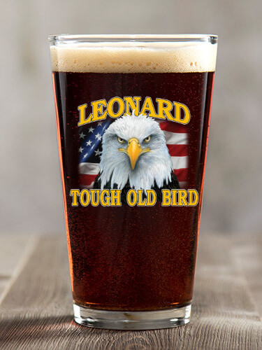 Patriotic Tough Old Bird Clear Pint Glass - Color Printed (single)