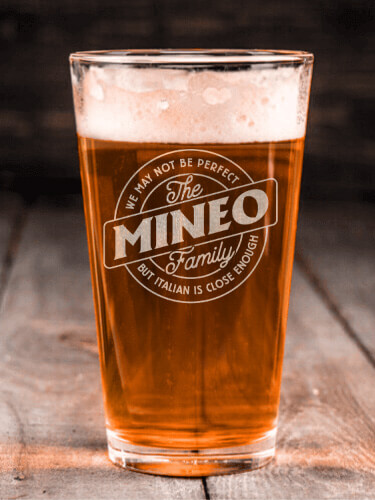 Perfectly Italian Clear Pint Glass - Engraved (single)