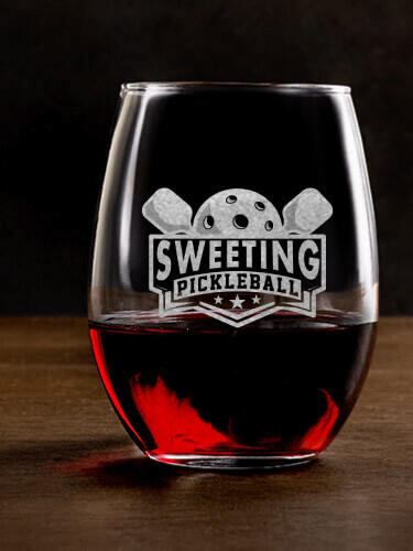 Pickleball Clear Stemless Wine Glass - Engraved (single)