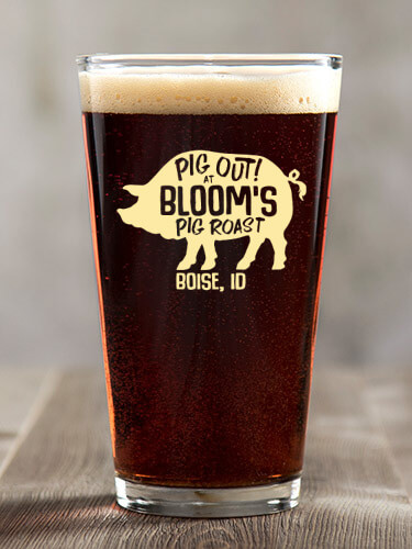 Pig Roast Clear Pint Glass - Color Printed (single)