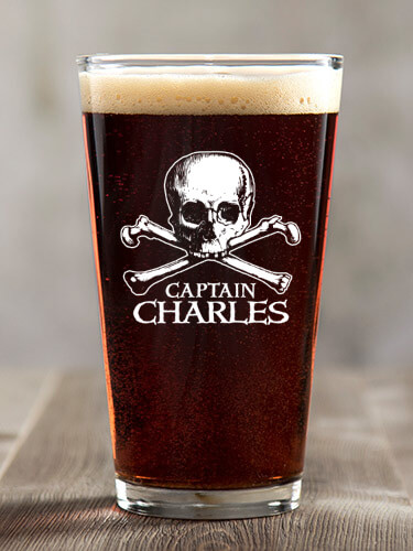 Pirate Captain Clear Pint Glass - Color Printed (single)