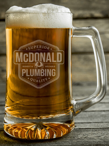 Plumbing Clear Beer Mug - Engraved