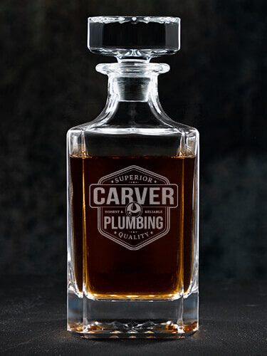 Plumbing Clear Whiskey Decanter - Engraved