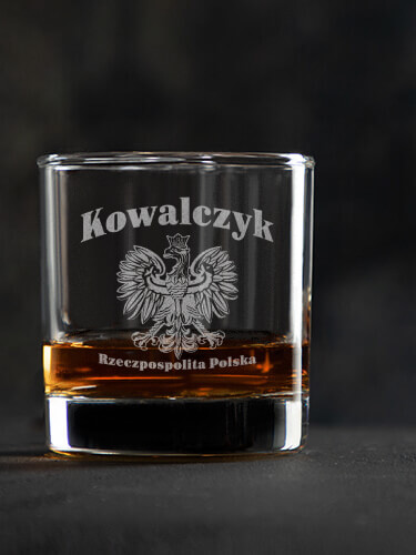 Polish Eagle Clear Rocks Glass - Engraved (single)