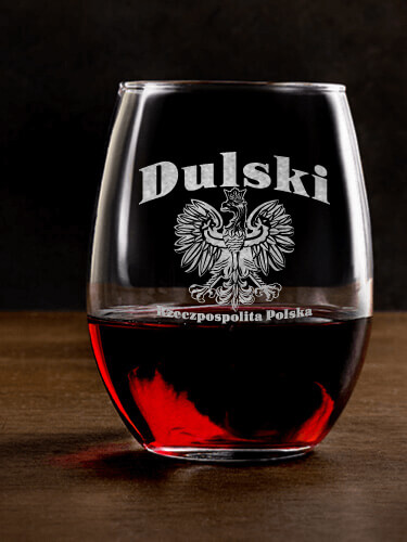 Polish Eagle Clear Stemless Wine Glass - Engraved (single)