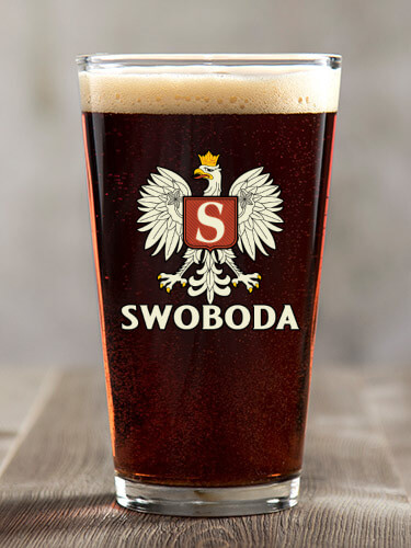 Polish Monogram Clear Pint Glass - Color Printed (single)