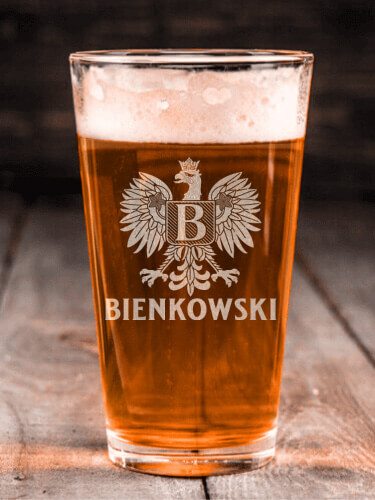 Polish Monogram Clear Pint Glass - Engraved (single)