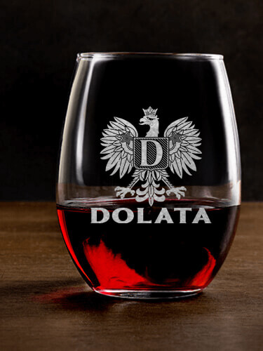 Polish Monogram Clear Stemless Wine Glass - Engraved (single)