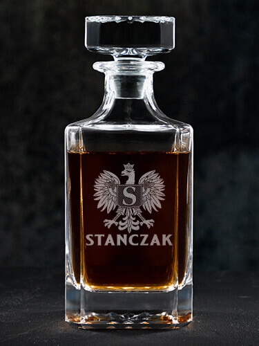 Polish Monogram Clear Whiskey Decanter - Engraved