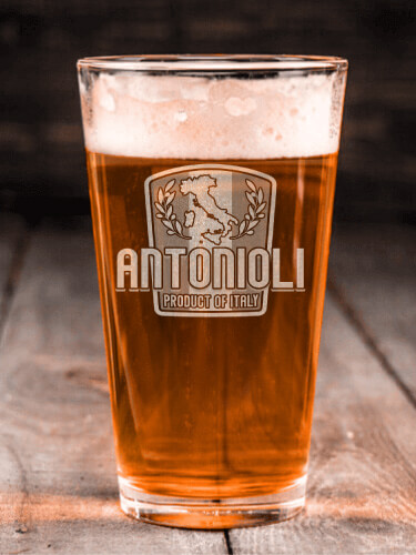 Product Of Italy Clear Pint Glass - Engraved (single)