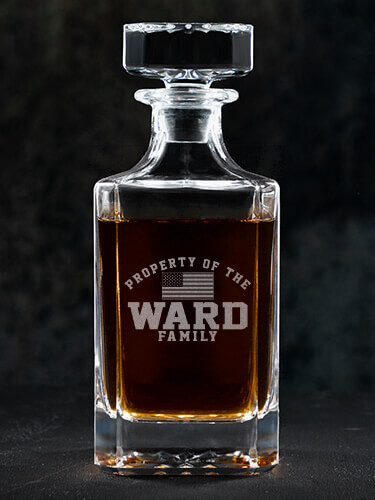 Property of Flag Clear Whiskey Decanter - Engraved