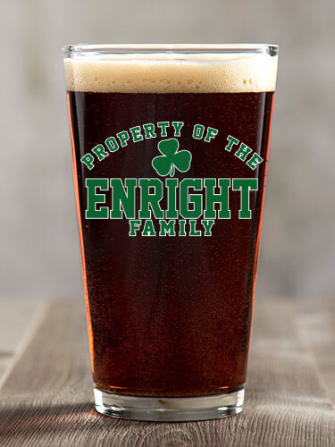 Property of Irish Clear Pint Glass - Color Printed (single)