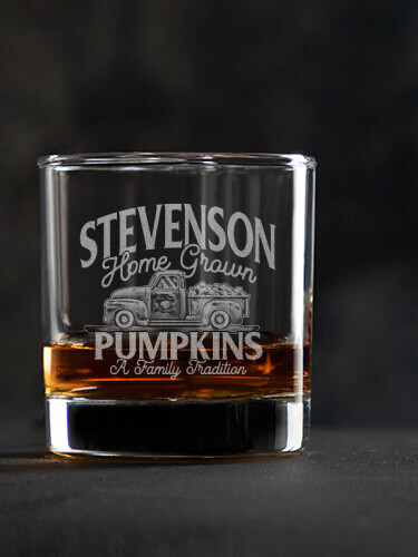 Pumpkins Clear Rocks Glass - Engraved (single)