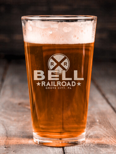 Railroad Clear Pint Glass - Engraved (single)