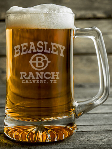 Ranch Monogram Clear Beer Mug - Engraved