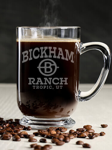 Ranch Monogram Clear Coffee Mug - Engraved (single)