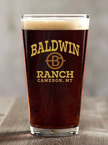 Ranch Monogram Clear Pint Glass - Color Printed (single)