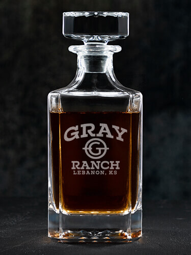 Ranch Monogram Clear Whiskey Decanter - Engraved