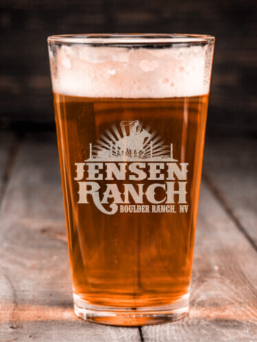 Ranch Clear Pint Glass - Engraved (single)
