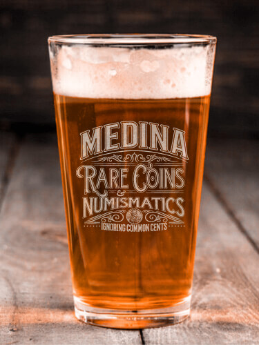Rare Coins Clear Pint Glass - Engraved (single)