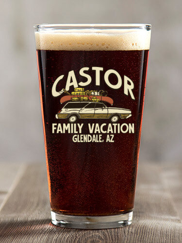 Retro Family Vacation Clear Pint Glass - Color Printed (single)