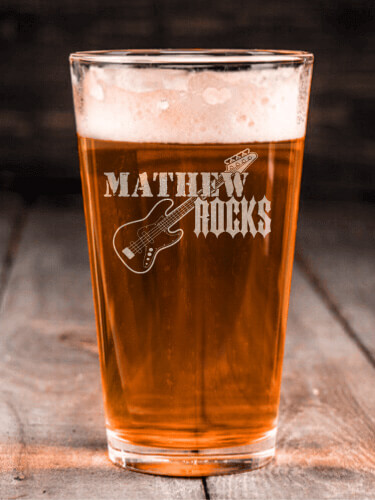 Rocks Bass Clear Pint Glass - Engraved (single)