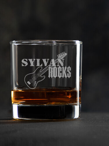 Rocks Bass Clear Rocks Glass - Engraved (single)