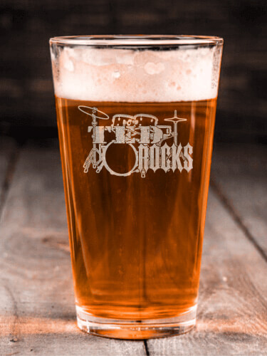 Rocks Drums Clear Pint Glass - Engraved (single)