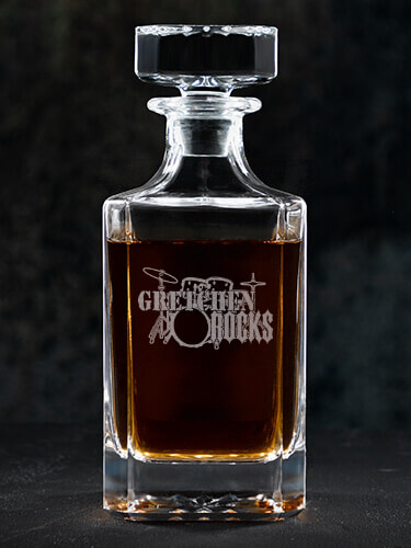 Rocks Drums Clear Whiskey Decanter - Engraved