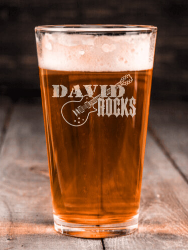 Rocks Guitar Clear Pint Glass - Engraved (single)