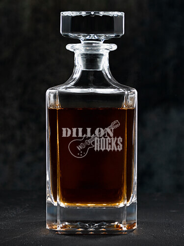 Rocks Guitar Clear Whiskey Decanter - Engraved