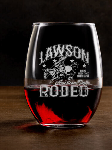 Rodeo Clear Stemless Wine Glass - Engraved (single)