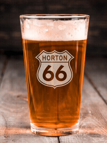 Route 66 Clear Pint Glass - Engraved (single)