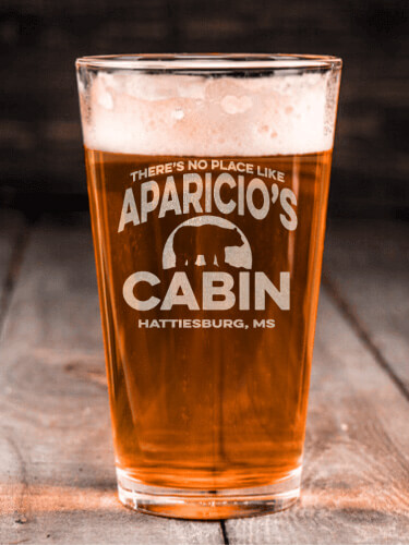 Rustic Cabin Clear Pint Glass - Engraved (single)
