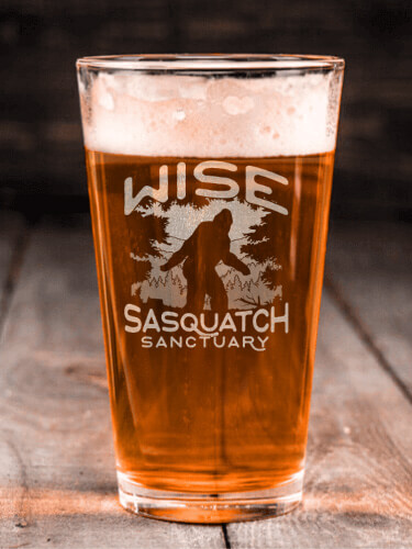 Sasquatch Sanctuary Clear Pint Glass - Engraved (single)