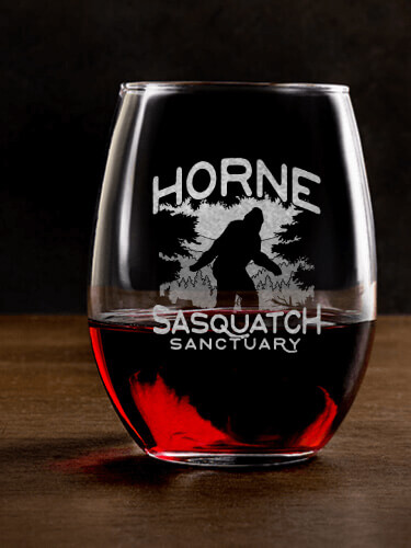 Sasquatch Sanctuary Clear Stemless Wine Glass - Engraved (single)