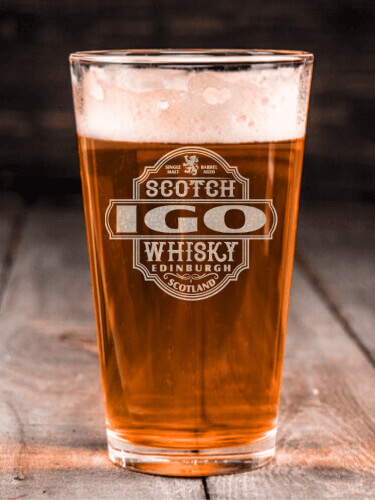 Scotch Whisky Clear Pint Glass - Engraved (single)