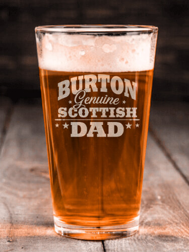 Scottish Dad Clear Pint Glass - Engraved (single)