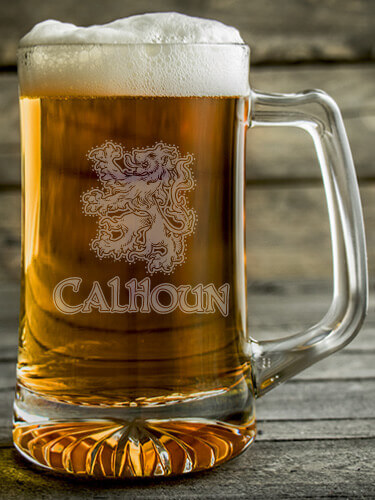 Scottish Lion Clear Beer Mug - Engraved