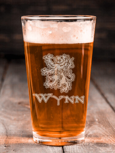 Scottish Lion Clear Pint Glass - Engraved (single)