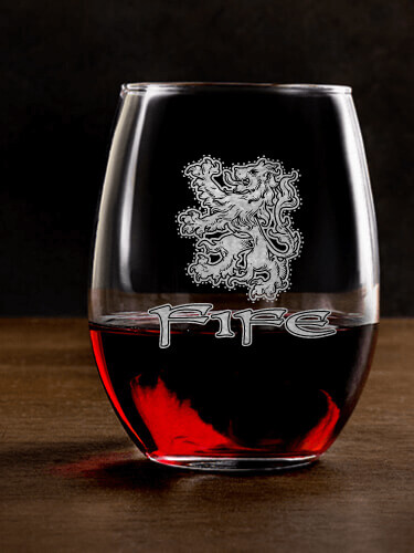 Scottish Lion Clear Stemless Wine Glass - Engraved (single)