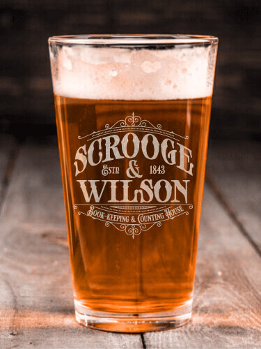 Scrooge Clear Pint Glass - Engraved (single)