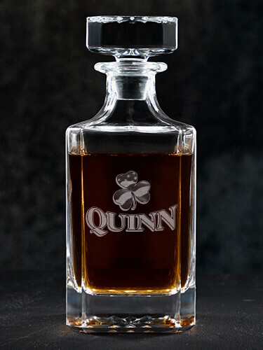 Shamrock Flag Clear Whiskey Decanter - Engraved