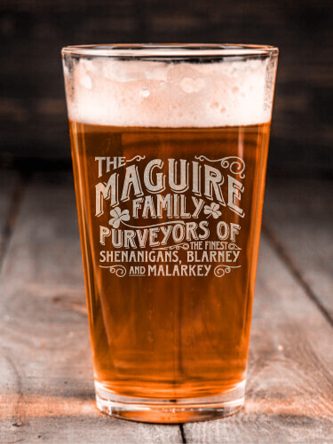 Shenanigans Family Clear Pint Glass - Engraved (single)