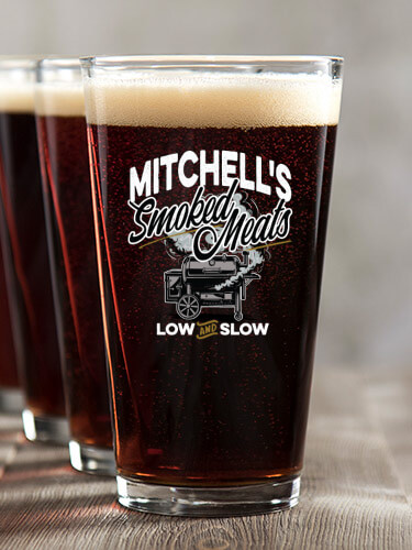 Smoked Meats Clear Pint Glass - Color Printed (set of 4)